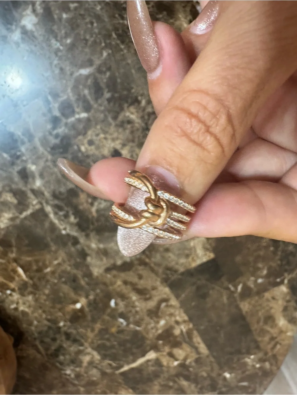 Swarovski Elegant Rose Gold-Tone Crystal Knot Statement Ring